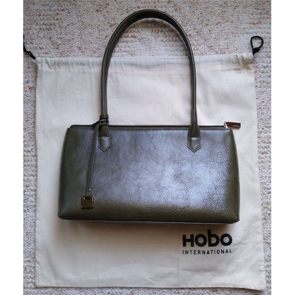 Vintage Hobo Leather Shoulder Bag Moss Green